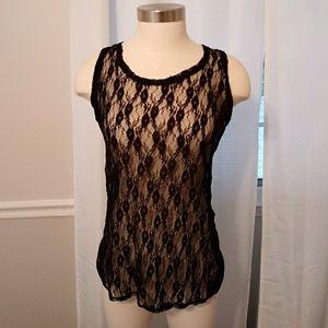NWT. Sexy Black lace tank top. Large